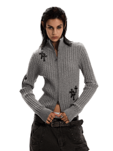 Gothic Cross Double - Zip Fitted Turtleneck Cardigan - COPPING THREADS - 0123Start