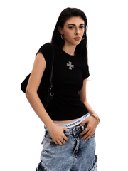 Gothic Cross Logo Fitted Tee - COPPING THREADS - 0123Start