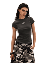 Gothic Cross Logo Fitted Tee - COPPING THREADS - 0123Start