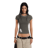 Gothic Letter Print Fitted Tee - COPPING THREADS - 0123Start