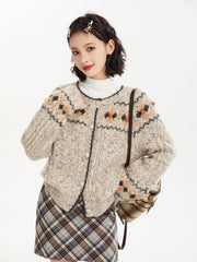 Gray Vintage Fair Isle Pattern Knit Cardigan - COPPING THREADS - CT Select