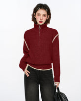 Half - Zip Stand Collar Knit Sweater - COPPING THREADS - CT Select