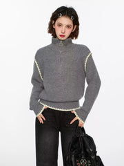 Half - Zip Stand Collar Knit Sweater - COPPING THREADS - CT Select