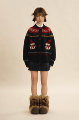 Hand - Embroidered Snowman Jacquard Cardigan Sweater - COPPING THREADS - MOROMORO