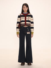 Hand - Embroidered Snowman Short Cardigan - COPPING THREADS - MOROMORO