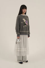 Hand - Sewn Snowflake & Bunny Wool Knit Sweater - COPPING THREADS - MOROMORO