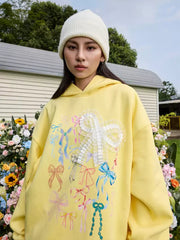 Handcrafted Lace Bow Pullover Hoodie - COPPING THREADS - Harsh and Cruel