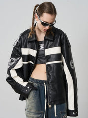 Harsh and Cruel Racing Element Windproof Motorcycle Leather Jacket - COPPING THREADS - Harsh and Cruel
