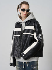 Harsh and Cruel Racing Element Windproof Motorcycle Leather Jacket - COPPING THREADS - Harsh and Cruel