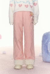 Heart Embroidery Raw Hem Straight - Leg Cotton Pants - COPPING THREADS - AYF