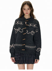 Heart Jacquard Toggle Cardigan Sweater - COPPING THREADS - CHICISLAND
