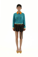 Heavyweight Wool Pleated Bow - Tie Bubble Skirt - COPPING THREADS - MOROMORO