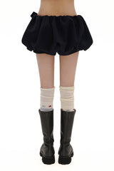 Heavyweight Wool Pleated Bow - Tie Bubble Skirt - COPPING THREADS - MOROMORO