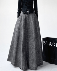 High - Waisted Acid Wash Flared Maxi Skirt - COPPING THREADS - CT Select
