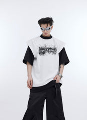 Ink - Splatter Print Deconstructed Mock Two - Piece Tee - COPPING THREADS - ArguE CulturE