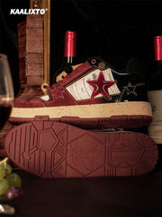 KAALIXTO Red Wine Star Sneakers - COPPING THREADS - KAALIXTO