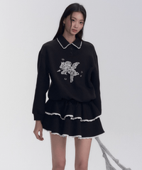 Lace Patchwork Sweatshirt Dress - COPPING THREADS - FRAGILE HEART