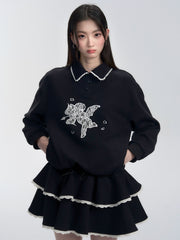 Lace Patchwork Sweatshirt Dress - COPPING THREADS - FRAGILE HEART