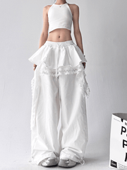Lace Ruffle Layered Skirt - Paneled Wide Leg Pants - COPPING THREADS - CT Select