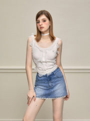 Lace Trim Fitted Tank Top - COPPING THREADS - AYF