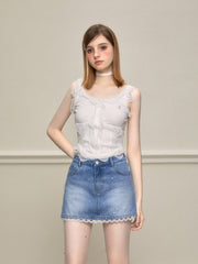 Lace Trim Fitted Tank Top - COPPING THREADS - AYF