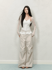 Lace Trim High - Waisted Cargo Pants - COPPING THREADS - AGAM