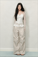 Lace Trim High - Waisted Cargo Pants - COPPING THREADS - AGAM