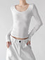 Lace-Trim Scoop-Neck Long-Sleeve T-Shirt - COPPING THREADS - CT ORIGINALS