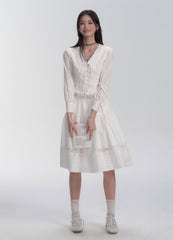 Lace Trim V - Neck Tie Blouse - COPPING THREADS - FRAGILE HEART