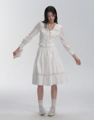 Lace Trim V - Neck Tie Blouse - COPPING THREADS - FRAGILE HEART