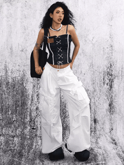 Lace - Up Denim Boned Cami Tank - COPPING THREADS - Yokuku