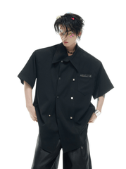 Layered Collar Double - Breasted Short Sleeve Shirt - COPPING THREADS - ArguE CulturE