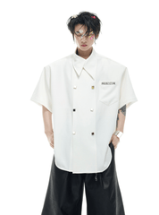 Layered Collar Double - Breasted Short Sleeve Shirt - COPPING THREADS - ArguE CulturE