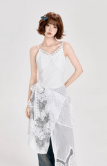 Layered Lace - Trimmed White Lace - Up Slip Dress - COPPING THREADS - CT Select