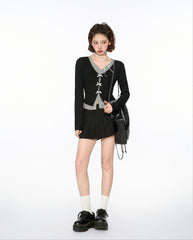 Layered Look Bow - Tie Knit Sweater - COPPING THREADS - CT Select