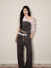 Layered Tie - Front Top & Ruffle Waist Joggers Set - COPPING THREADS - AGAM
