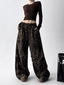 Leopard Print Drawstring Wide - Leg Pants - COPPING THREADS - CT Select