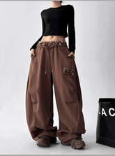 Leopard‑Trim Baggy Wide‑Leg Sweatpants - COPPING THREADS - CT Select