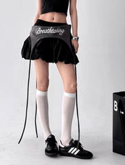 Letter Embroidered Layered Puff Mini Skirt - COPPING THREADS - CT Select