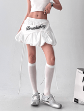 Letter Embroidered Layered Puff Mini Skirt - COPPING THREADS - CT Select