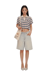 Light - Wash Vintage Pleated Denim Shorts - COPPING THREADS - MOROMORO