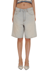 Light - Wash Vintage Pleated Denim Shorts - COPPING THREADS - MOROMORO