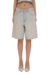 Light - Wash Vintage Pleated Denim Shorts - COPPING THREADS - MOROMORO