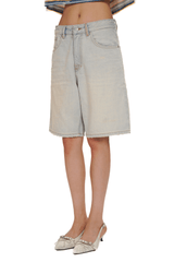 Light - Wash Vintage Pleated Denim Shorts - COPPING THREADS - MOROMORO