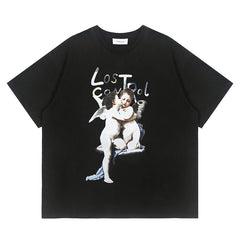 LOSTCTRL Kissing Angels Printing Vintage Distressed Tee - COPPING THREADS - LOSTCTRL