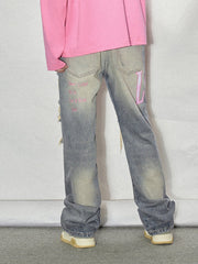 LOSTCTRL Pink Distressed Washed Denim - COPPING THREADS - LOSTCTRL