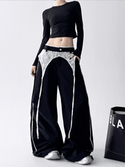 Low - Rise Lace - Trim Cargo Wide - Leg Pants - COPPING THREADS - CT Select