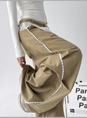 Low - Rise Lace - Trim Cargo Wide - Leg Pants - COPPING THREADS - CT Select