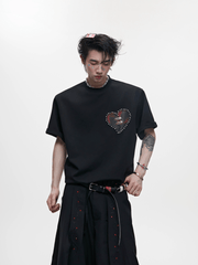 Metal Bead Heartbreak Embellished Fitted Tee - COPPING THREADS - ArguE CulturE