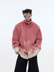 Metal Button Gradient Stand Collar Knit Sweater - COPPING THREADS - ArguE CulturE